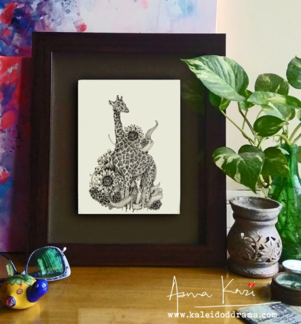 19 insitu_Jersey Giraffa ShortLegski, 2016 Pen & Ink drawing by Asma Kazi+